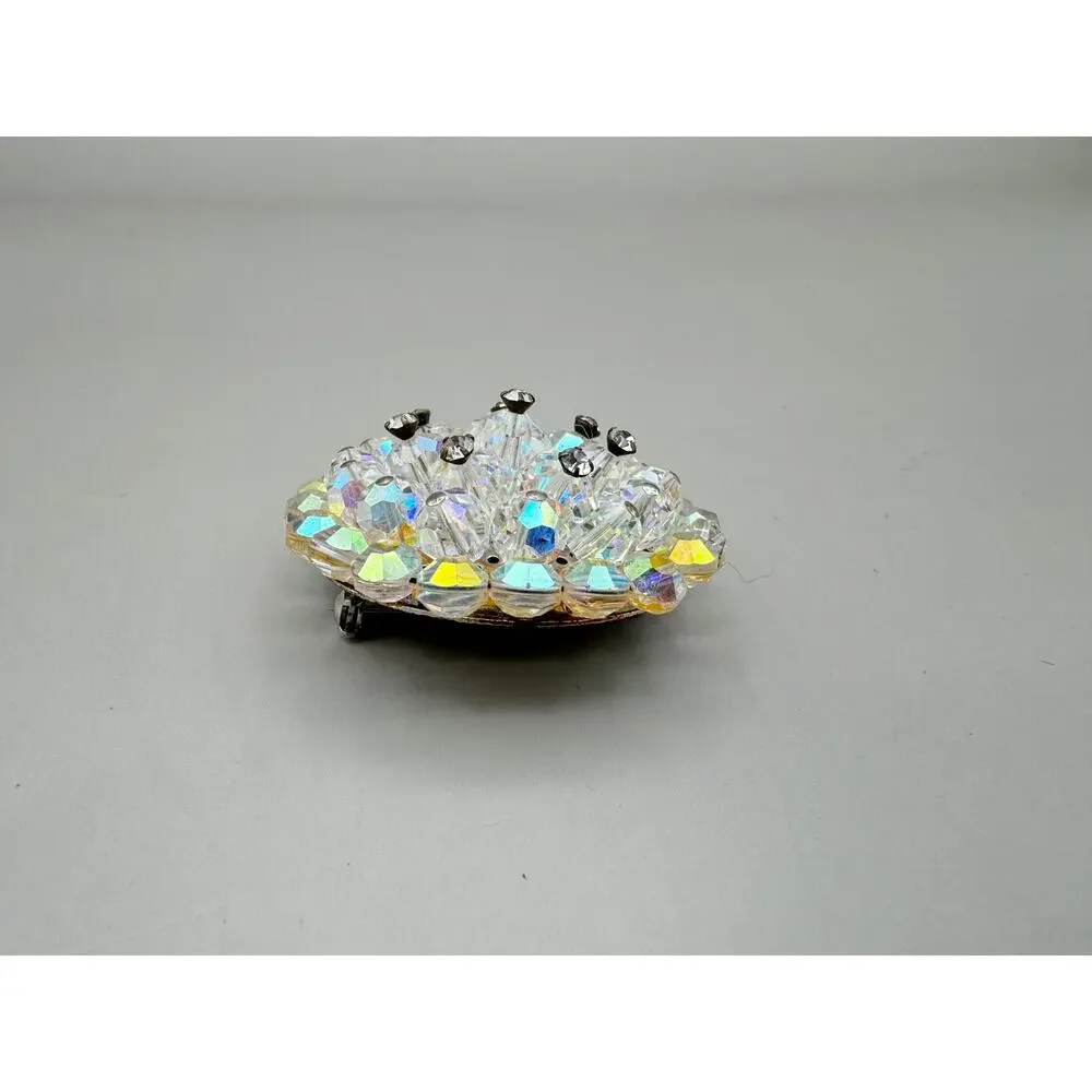 Vintage Aurora Borealis Crystal Brooch Pin